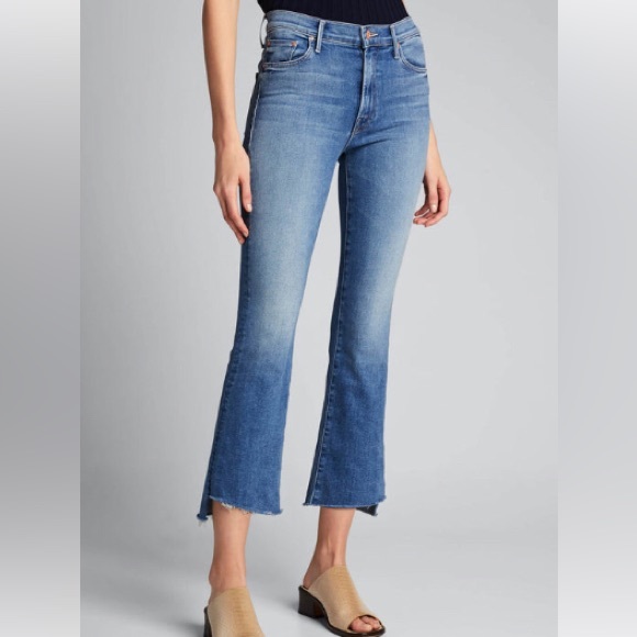 MOTHER Denim - MOTHER The Insider Crop Step Fray Hey Sun Blue Size 28 raw hem